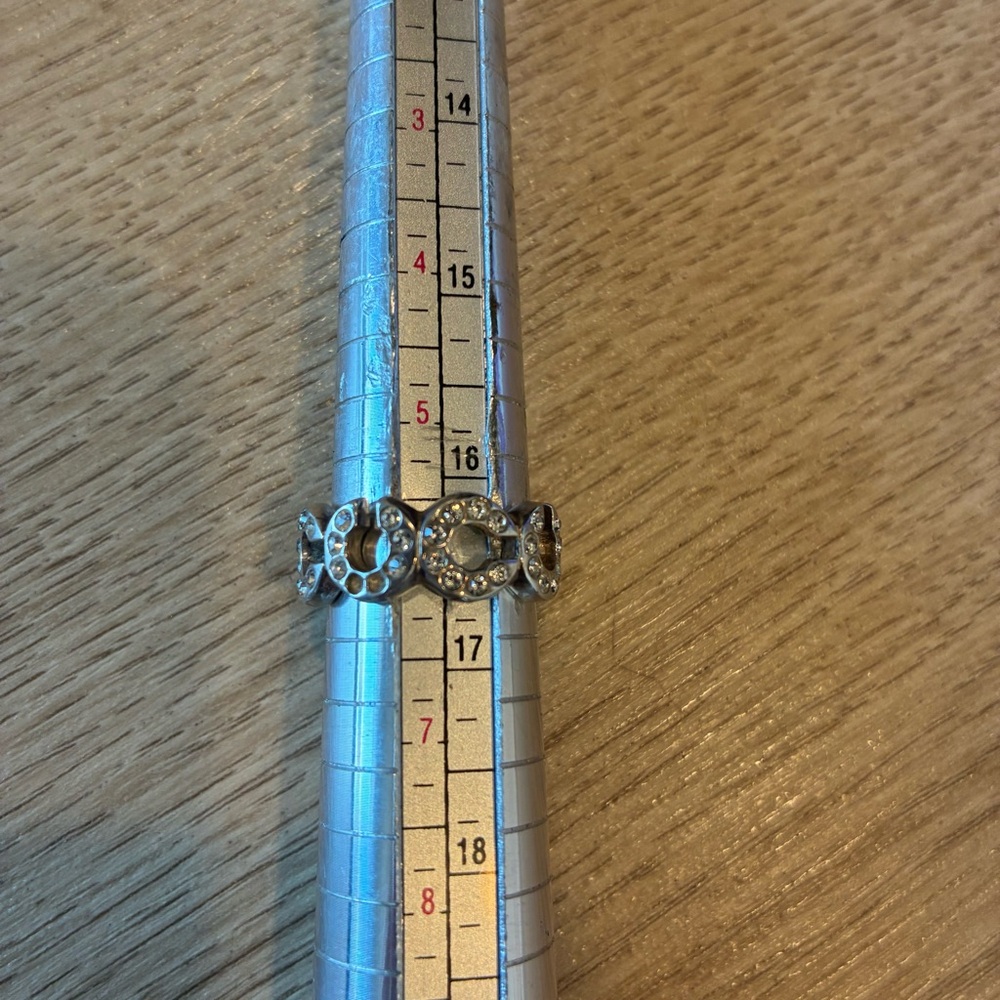 Coach Signature Logo Crystal 925 Sterling Silver Ring Size 6